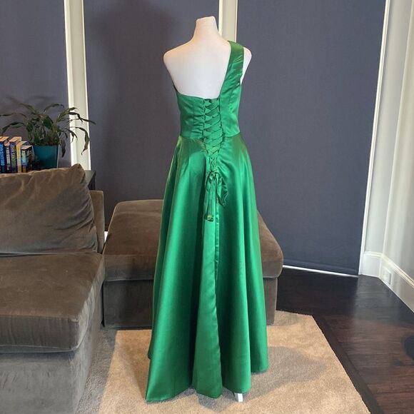 Women’s Green One Shoulder FullLength Prom Party Formal Dress CorsetBack Size S - Picture 5 of 13